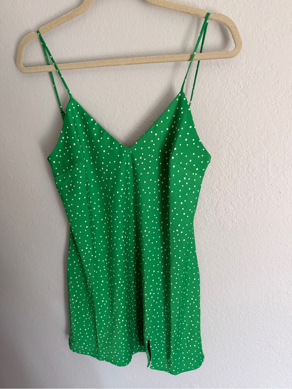 a new day Green Spotted Slip Mini Dress
